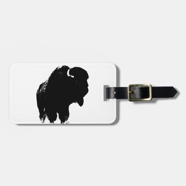 Black & White Pop Bison Buffalo Gepäckanhänger (Vorderseite horizontal)
