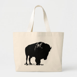 Black & White Pop Bison Buffalo Jumbo Stoffbeutel