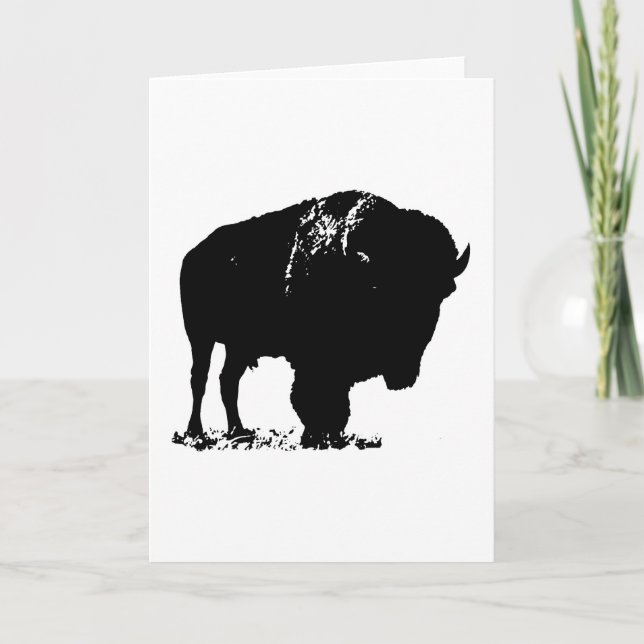 Black & White Pop Bison Buffalo Karte (Vorderseite)