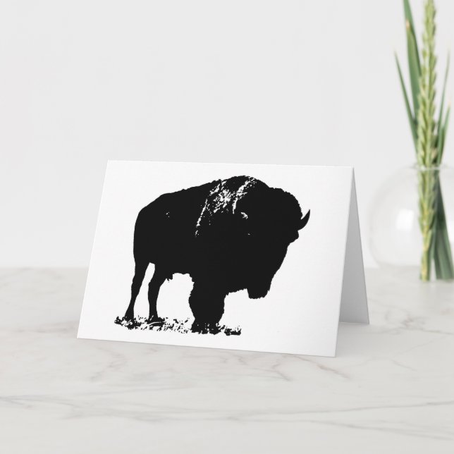 Black & White Pop Bison Buffalo Karte (Vorderseite)