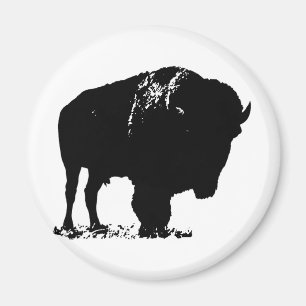 Black & White Pop Bison Buffalo Magnet