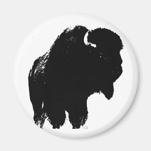 Black & White Pop Bison Buffalo Magnet