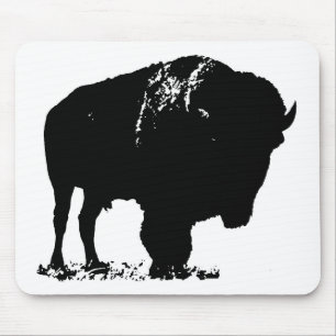 Black & White Pop Bison Buffalo Mousepad