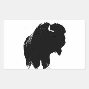 Black & White Pop Bison Buffalo Rechteckiger Aufkleber