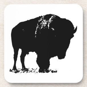 Black & White Pop Bison Buffalo Untersetzer