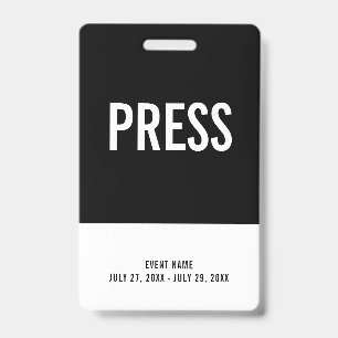 Black & White Press All Access Pass Event ID Ausweis