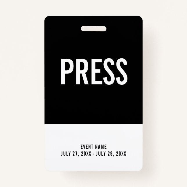 Black & White Press All Access Pass Event ID Ausweis (Vorderseite)