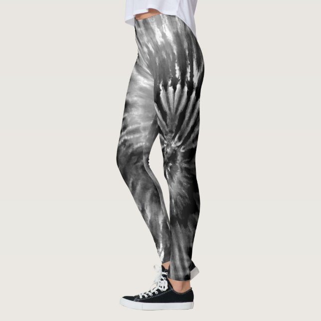 Black & White Psychedelic Sternexplosion Gefärbte  Leggings (Links)