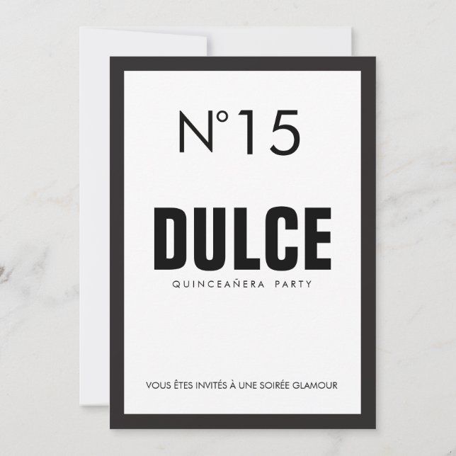 Black & White QUINCEAÑERA 15 Geburtstagsparty Einladung (Rückseite)