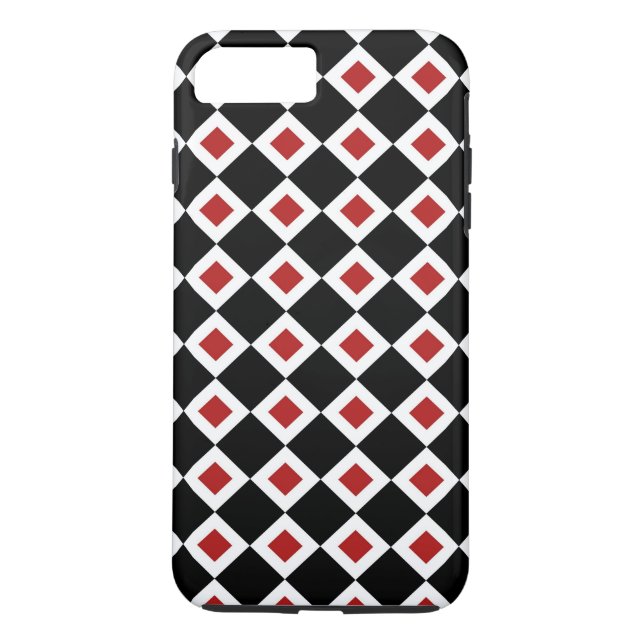 Black-White-Red Diamond Muster iPhone 8 Plus Fall Case-Mate iPhone Hülle (Rückseite)