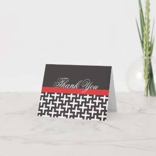 Black White Red Thank You Notes Cards Dankeskarte