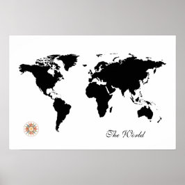 Black-White Reise world_map Poster