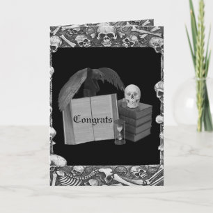 Black & White Romance Skull Spellbook Hochzeit Karte