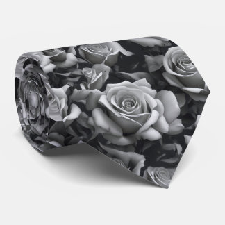 Black & White Rose Neck Tie Krawatte