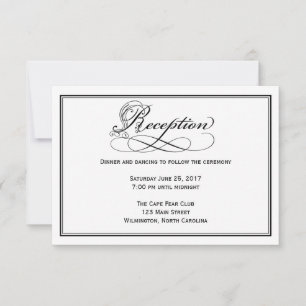 Black & White Royal Script Reception Card Einladung