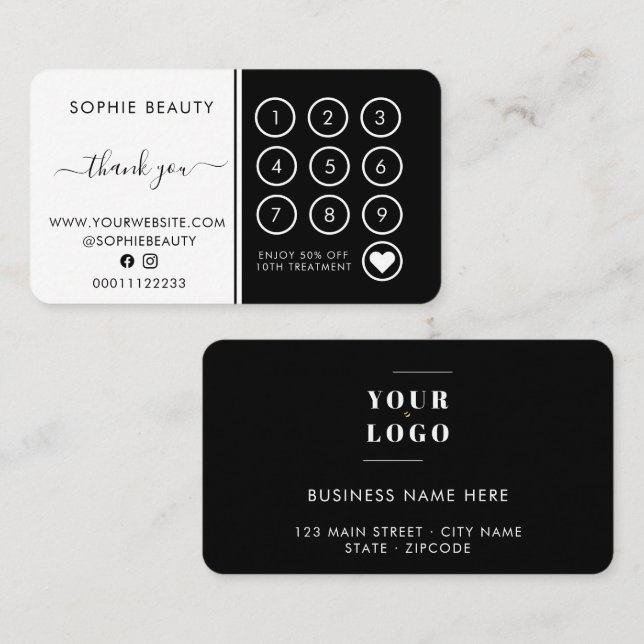 Black & White Salon Vielen Dank Loyalty Card Treuekarte (Vorne/Hinten)
