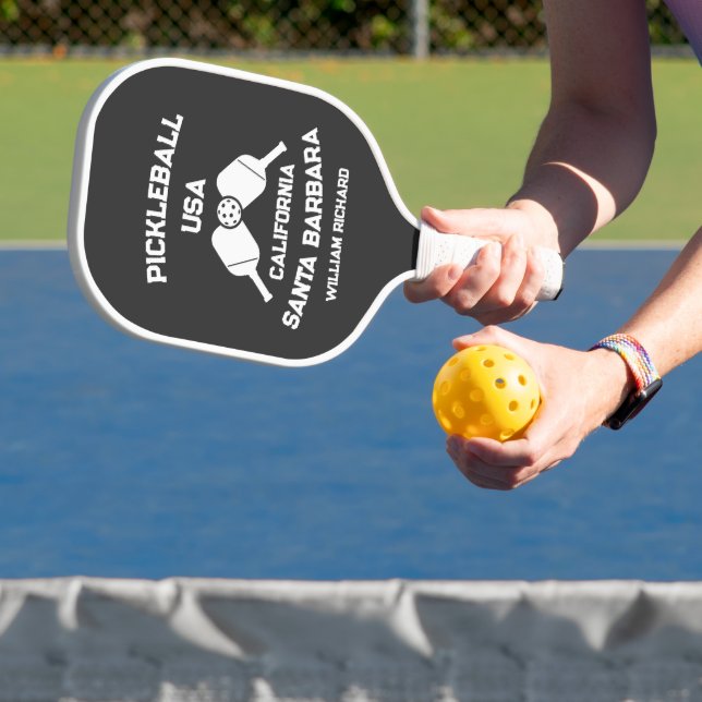 Black & White Santa Barbara California USA Custom Pickleball Schläger (InSitu)