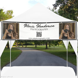 Black & White Script QR Code Minimalist booth Tent Banner