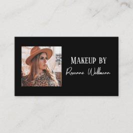 Black White Script QR Code Photo Business Card Visitenkarte