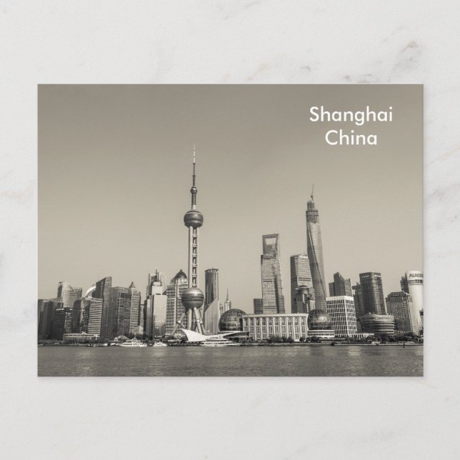 Black & White Shanghai Vintage Reise Tourismus Ad Postkarte (Vorderseite)