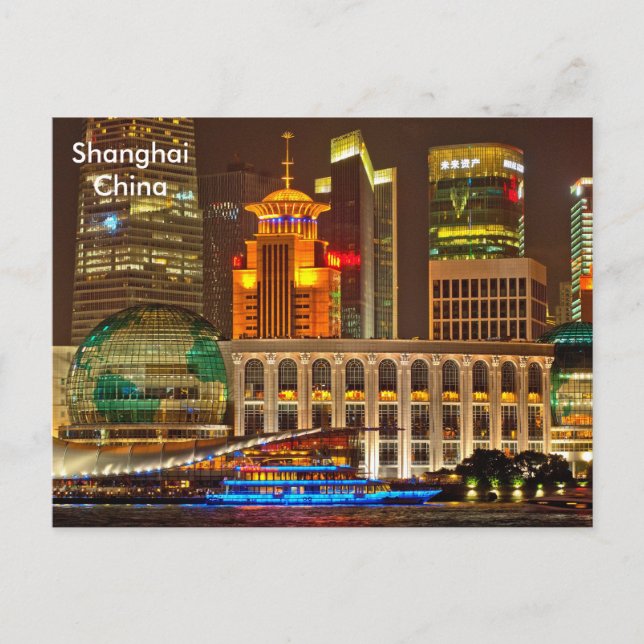 Black & White Shanghai Vintage Travel Tourismus Ad Postkarte (Vorderseite)