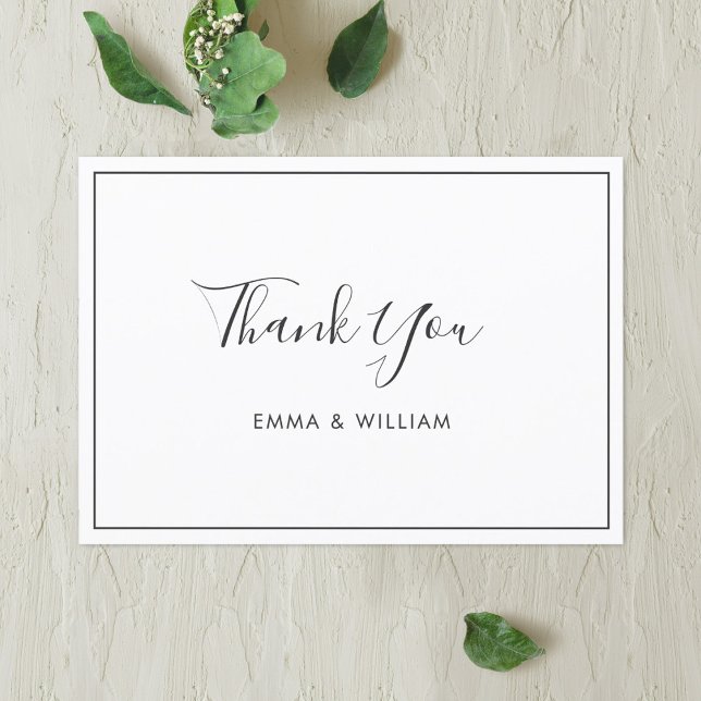 Black & White Simple Custom Thank You Flat Card Dankeskarte (Von Creator hochgeladen)