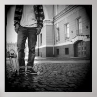 Black & White Skateboard Poster der 90er Jahre