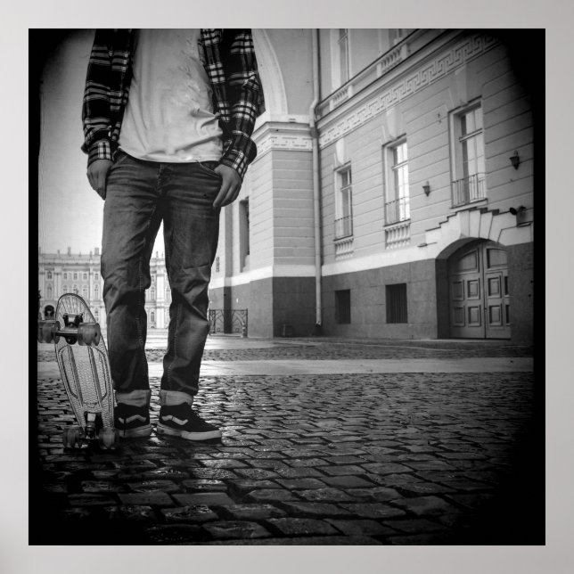 Black & White Skateboard Poster der 90er Jahre (Vorne)