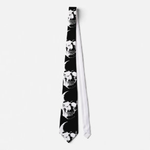 Black & White Skull Neck Tys Krawatte
