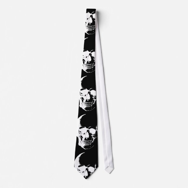 Black & White Skull Neck Tys Krawatte (Vorderseite)