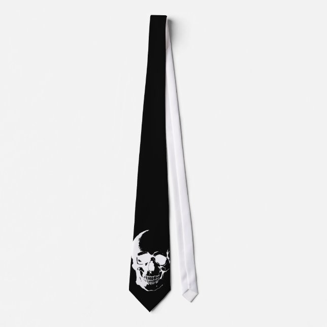 Black & White Skull Neck Tys Krawatte (Vorderseite)