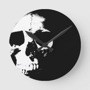 Black & White Skull Runde Wanduhr