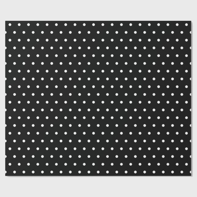Black & White Small Polka Dot Party Weihnachtsgesc Geschenkpapier (Flach)