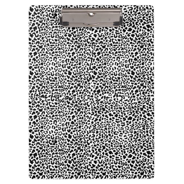 Black & white snow leopard print  klemmbrett (Vorderseite)