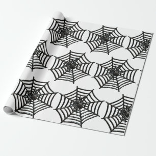 BLACK & WHITE SPIDER WEBHALLOWEWARE Wrapping Paper Geschenkpapier