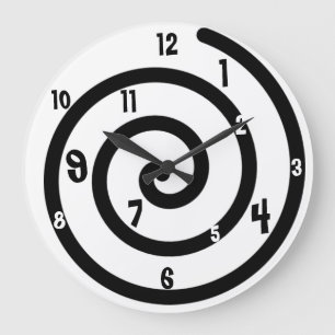 Black & White Spiral Wall Clock Große Wanduhr