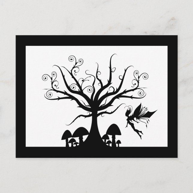 Black & White Spooky Fairy Postcard Postkarte (Vorderseite)
