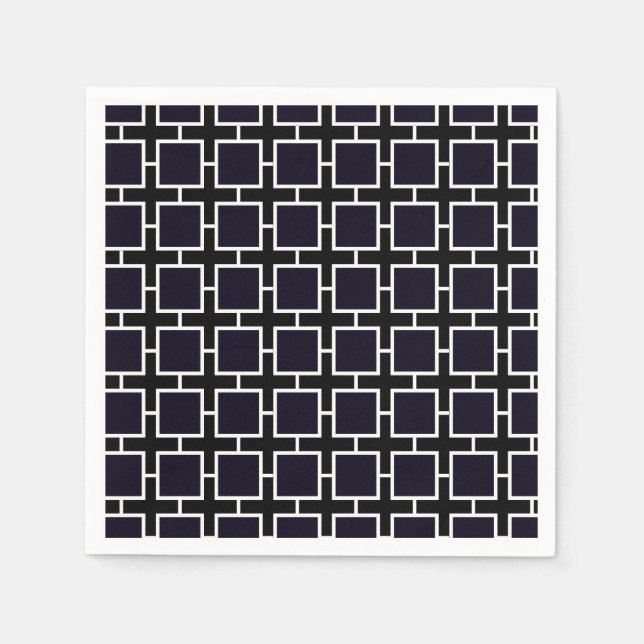 BLACK & WHITE Square Chic Birthday Napkins Serviette (Vorderseite)