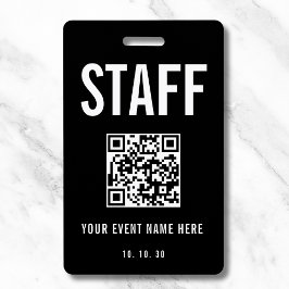 Black White Staff Backstage Pass QR Code Concert Ausweis