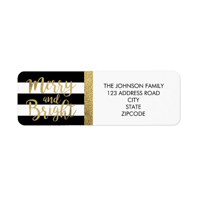 Black & White Strip "Merry & Bright" Weihnachts-Ad (Vorne)