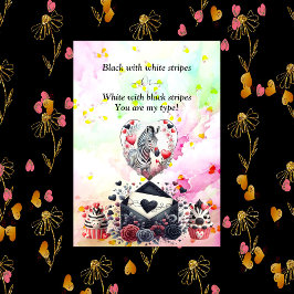Black White Stripes Romantic Zebra Valentine's Day Feiertagskarte