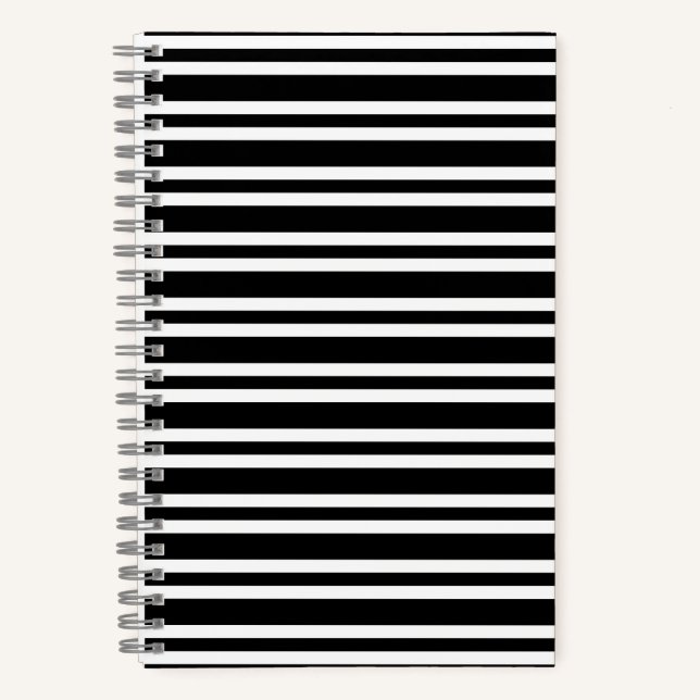 Black White Stripes Seamless Pattern Notizbuch (Vorderseite)
