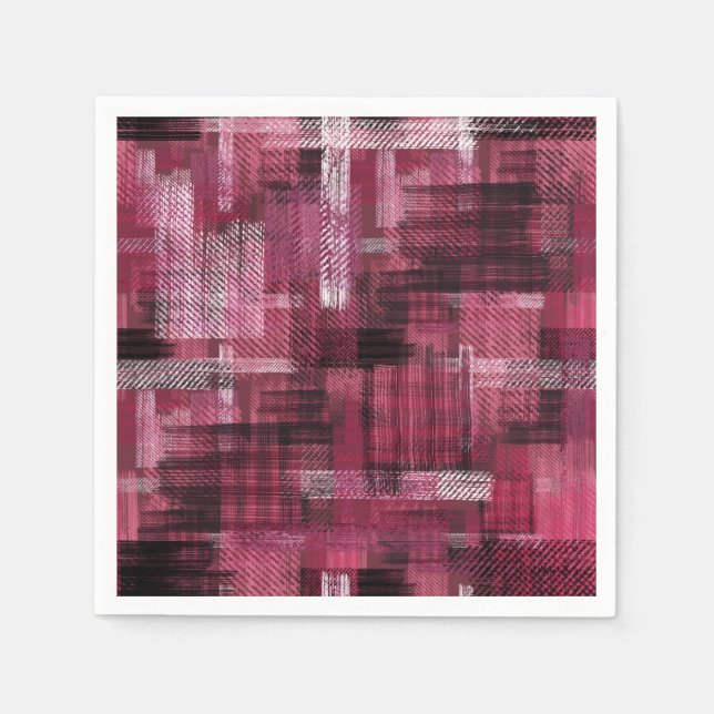 Black, white strokes and stripes on burgundy. serviette (Vorderseite)