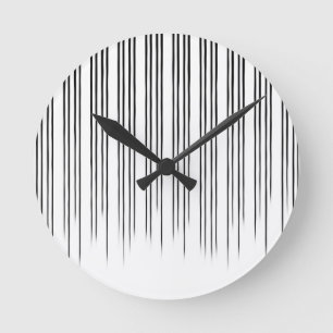 Black/White Stylish Stripe Pattern Runde Wanduhr