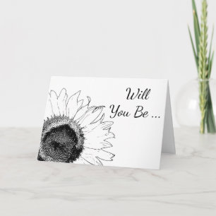 Black White Sunflower Will You Be My Bridesmaid Einladung