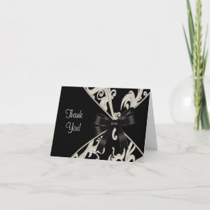 Black White Swirl Thank You Cards Dankeskarte