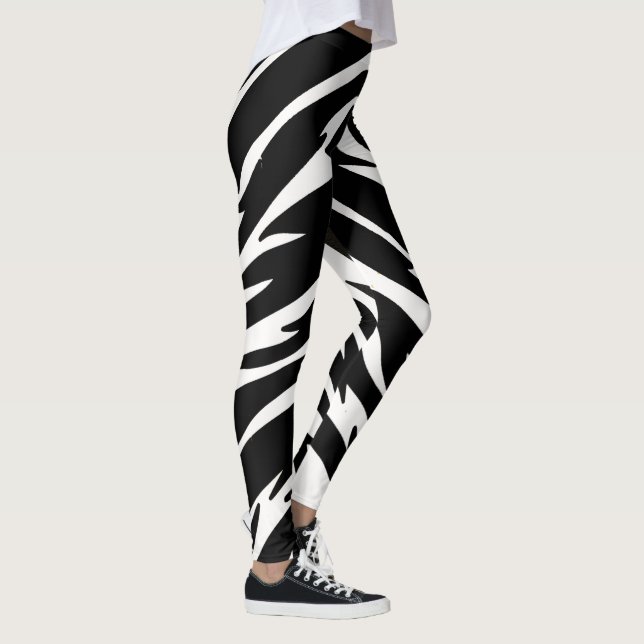 Black White Tiger Leggings - Animal Print Yoga Pan (Rechts)