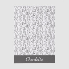 Black White Toile Floral Custom Name Seidenpapier