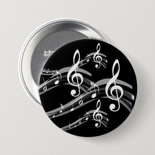 Black & White Treble Schlüssel Button (Vorne & Hinten)