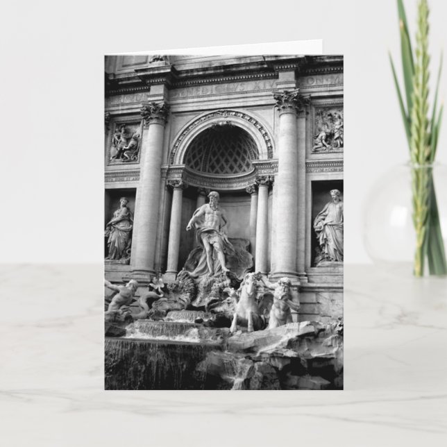 Black White Trevi Fountain Rome Travel Photography Karte (Vorderseite)